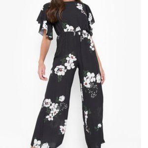 Worn Once, Boohoo Floral Angel Sleeve Jumpsuit